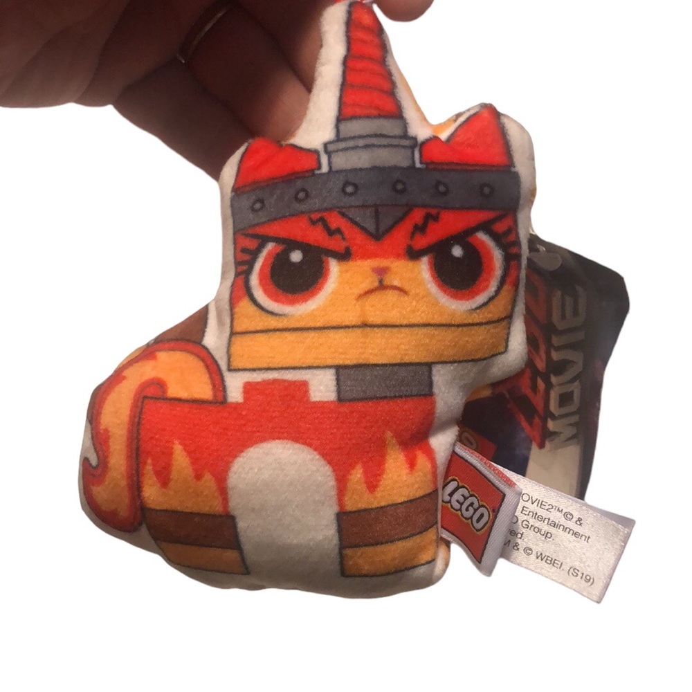 🟢 NEW Lego Movie 2 Angry Kitty Key Chain Clip 4"x4.5" Plush Stuffed Animal Toy